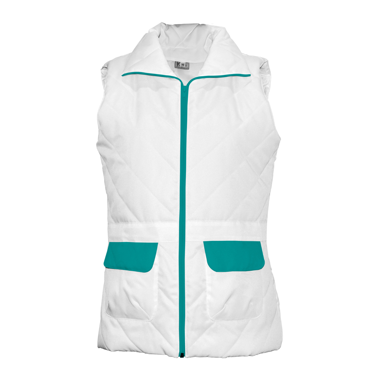 Women's white vest with trim - color sea green, model ES230-1
