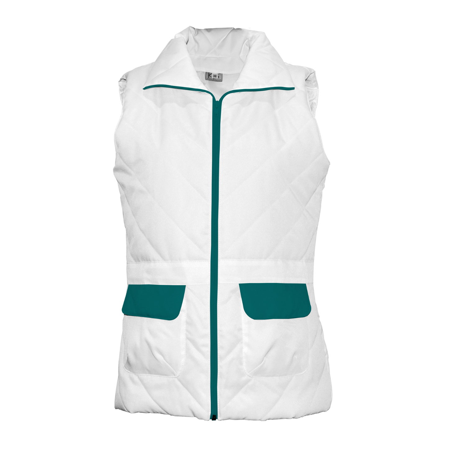 Women's white vest with trim - color dark sea green, model ES230-1