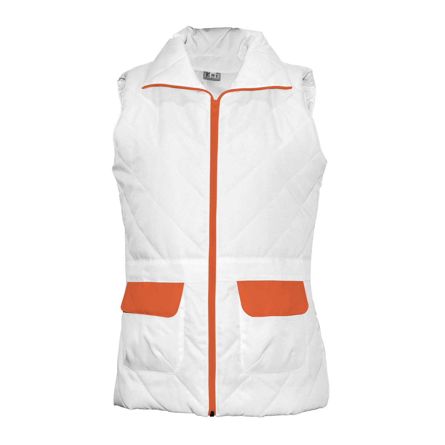 Women's white vest with trim - orange color, model ES230-1