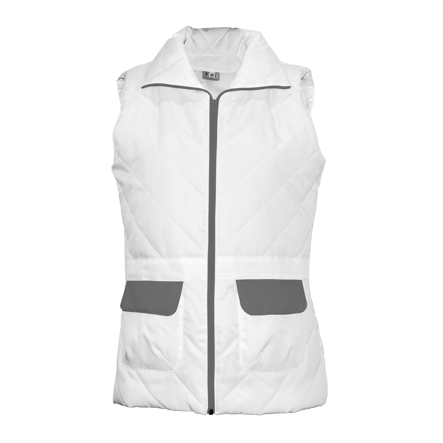 Women's white vest with trim - light gray color, model ES230-1