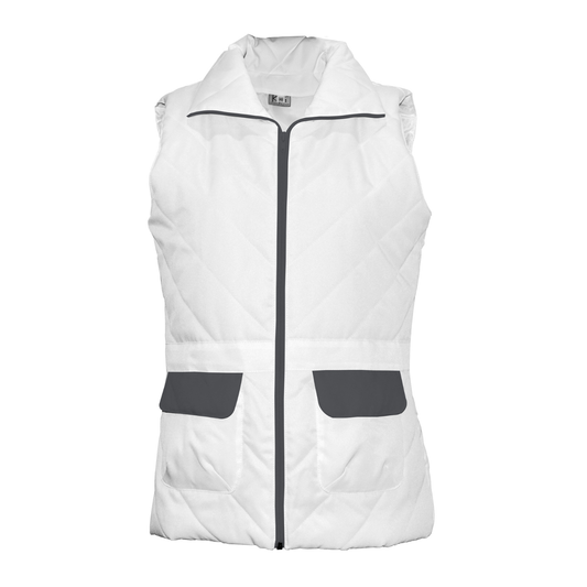 Women's white vest with trim - color dark gray, model ES230-1
