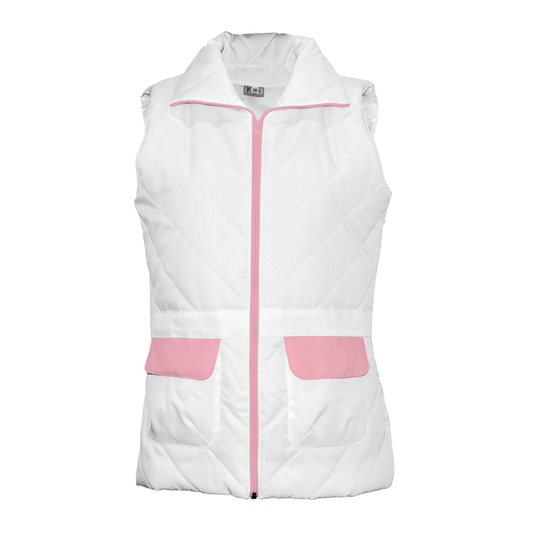 Women's white vest with trim - color pink, model ES230-1