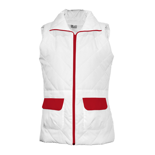 Women's white vest with trim - color red, model ES230-1