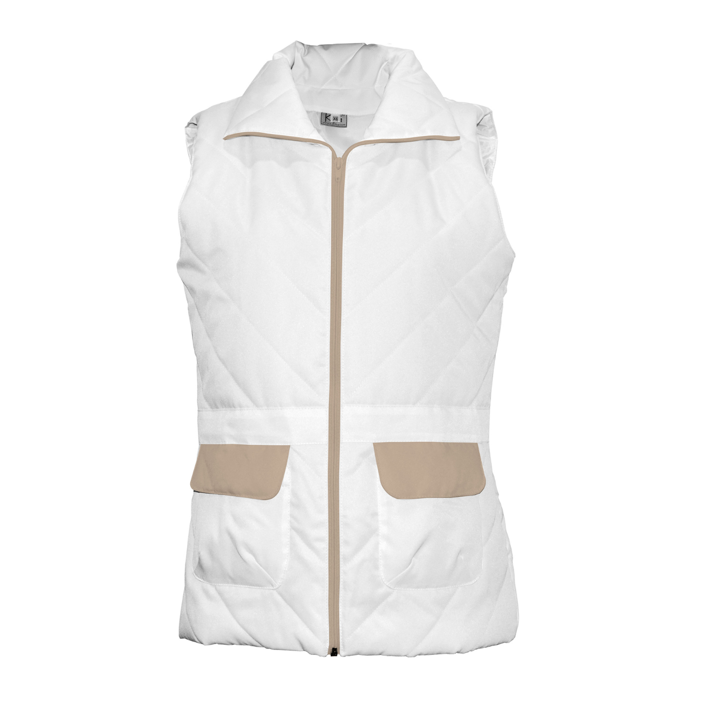 Women's white vest with trim - beige color, model ES230-1