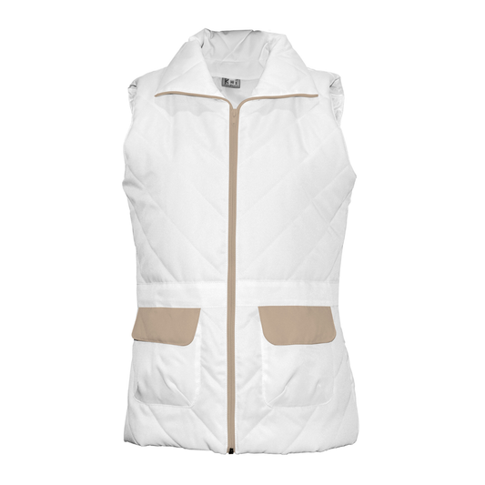 Women's white vest with trim - beige color, model ES230-1