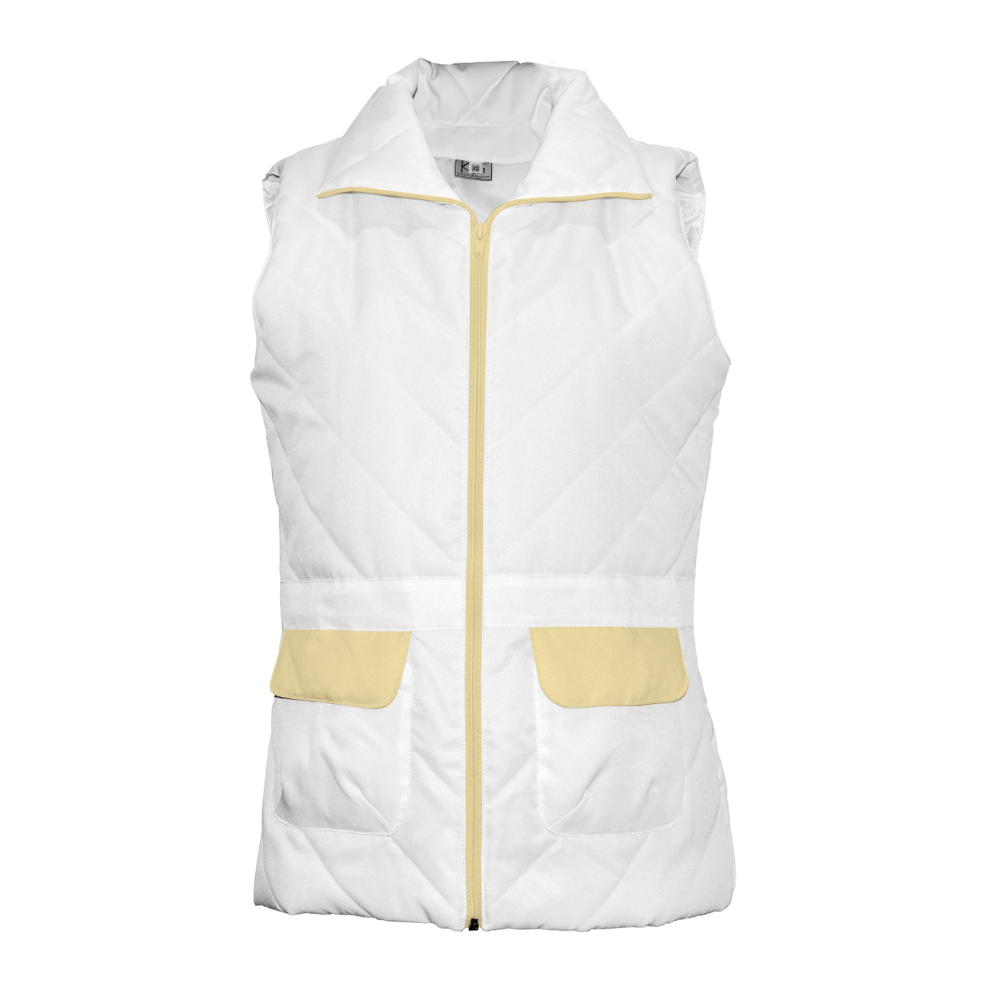 Women's white vest with trim - lemon color, model ES230-1