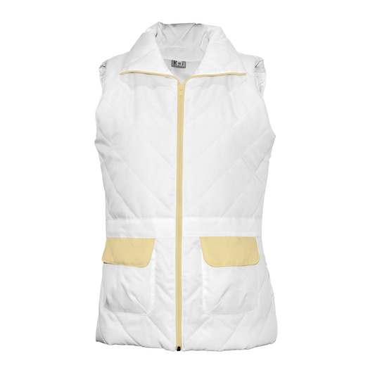 Women's white vest with trim - lemon color, model ES230-1