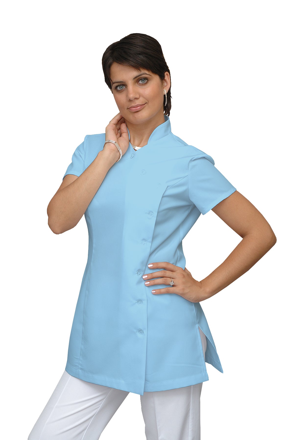 Women's tunic with side fastening - color light blue, model F207-4A