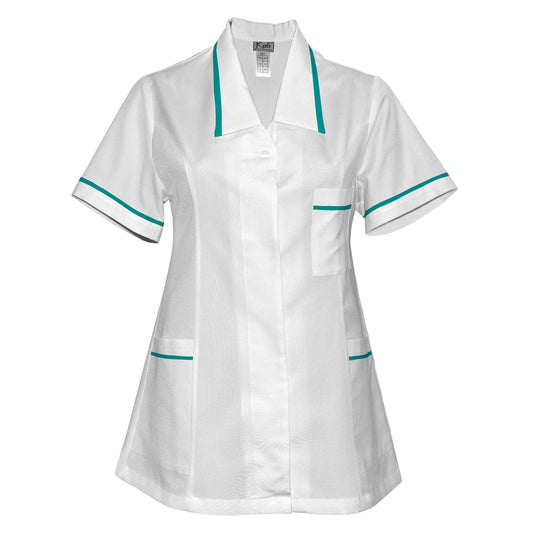 ORDER of women's white tunic with trim - color sea green, model F212-2T