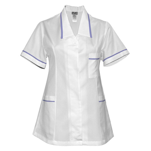 Women's white tunic with trim - color purple, model F212-2T 