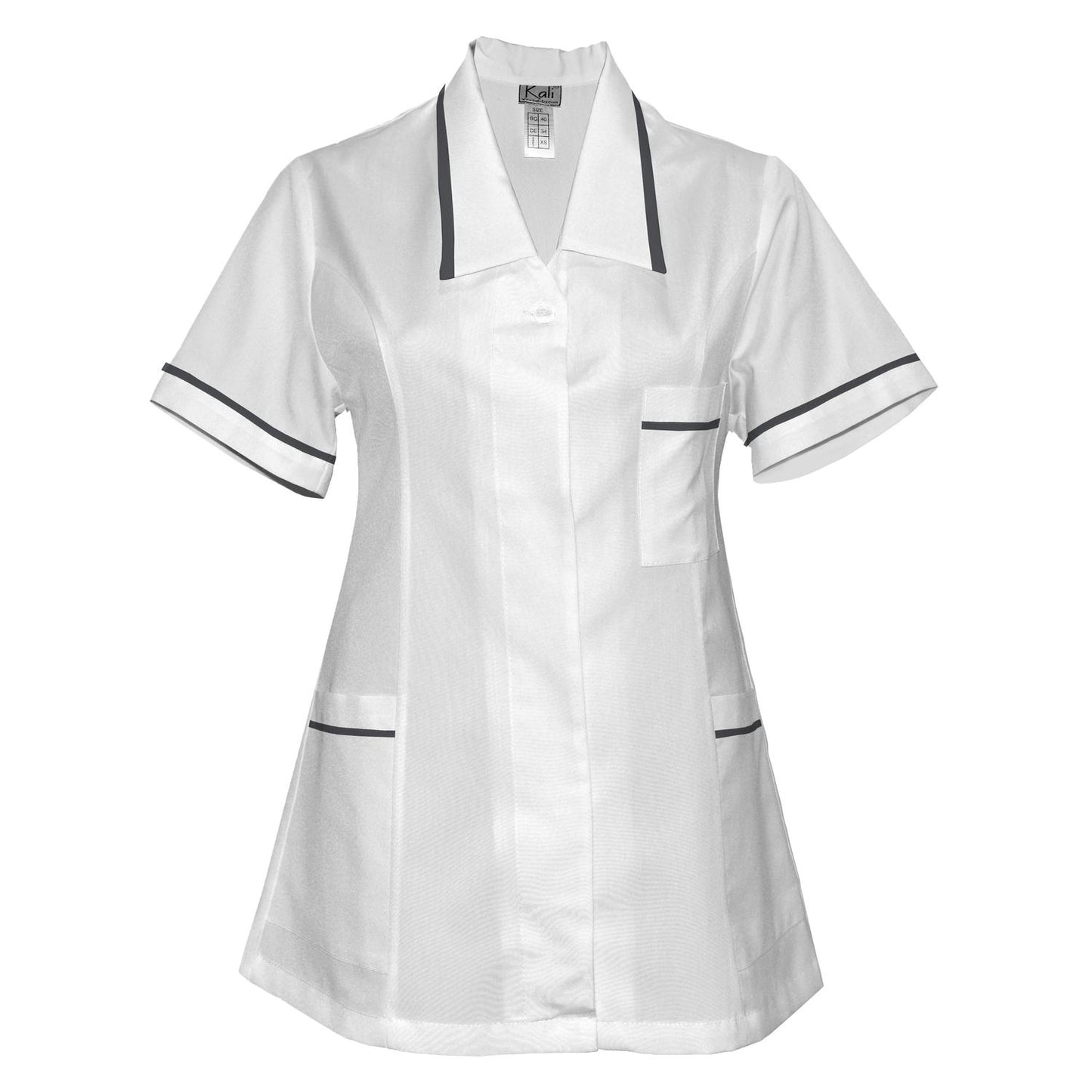 ORDER of women's white tunic with trim - color dark gray, model F212-2T