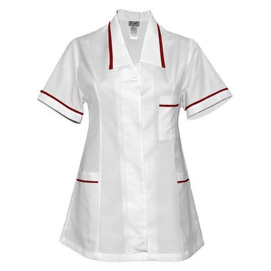 ORDER of women's white tunic with trim - wine color, model F212-2T