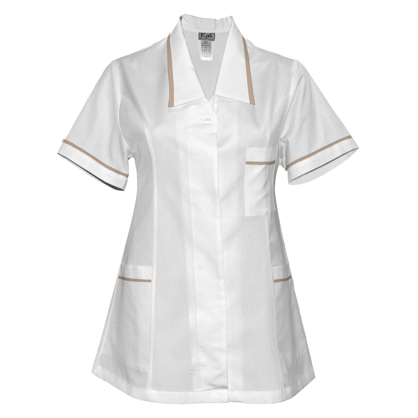 ORDER of women's white tunic with trim - beige color, model F212-2T