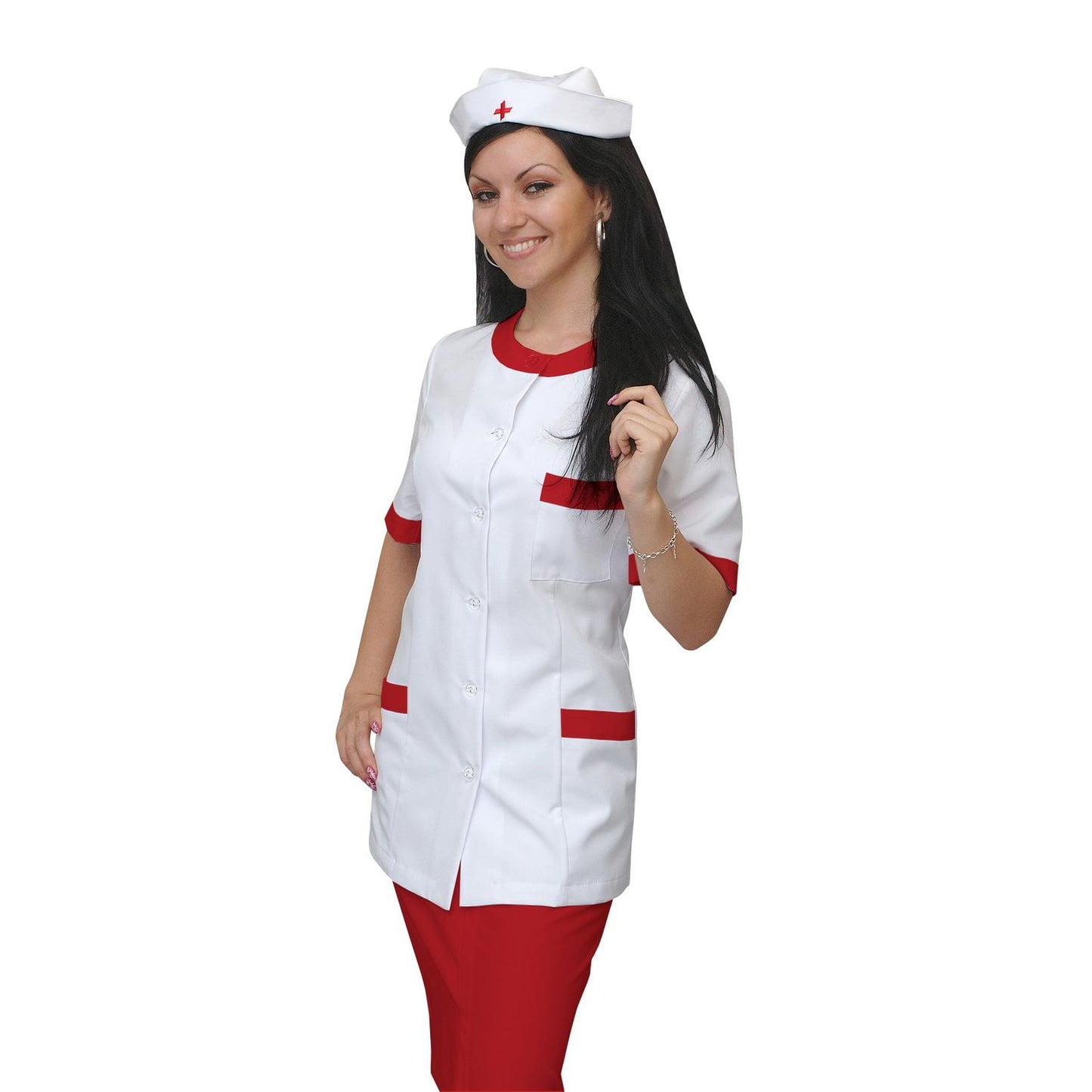 ORDER of women's white tunic with trim - color red, model F222-2U 
