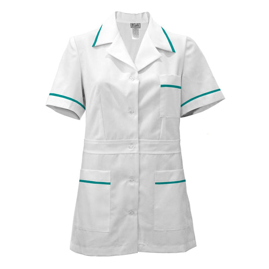 Women's white tunic with trim - color sea green, model F230-1