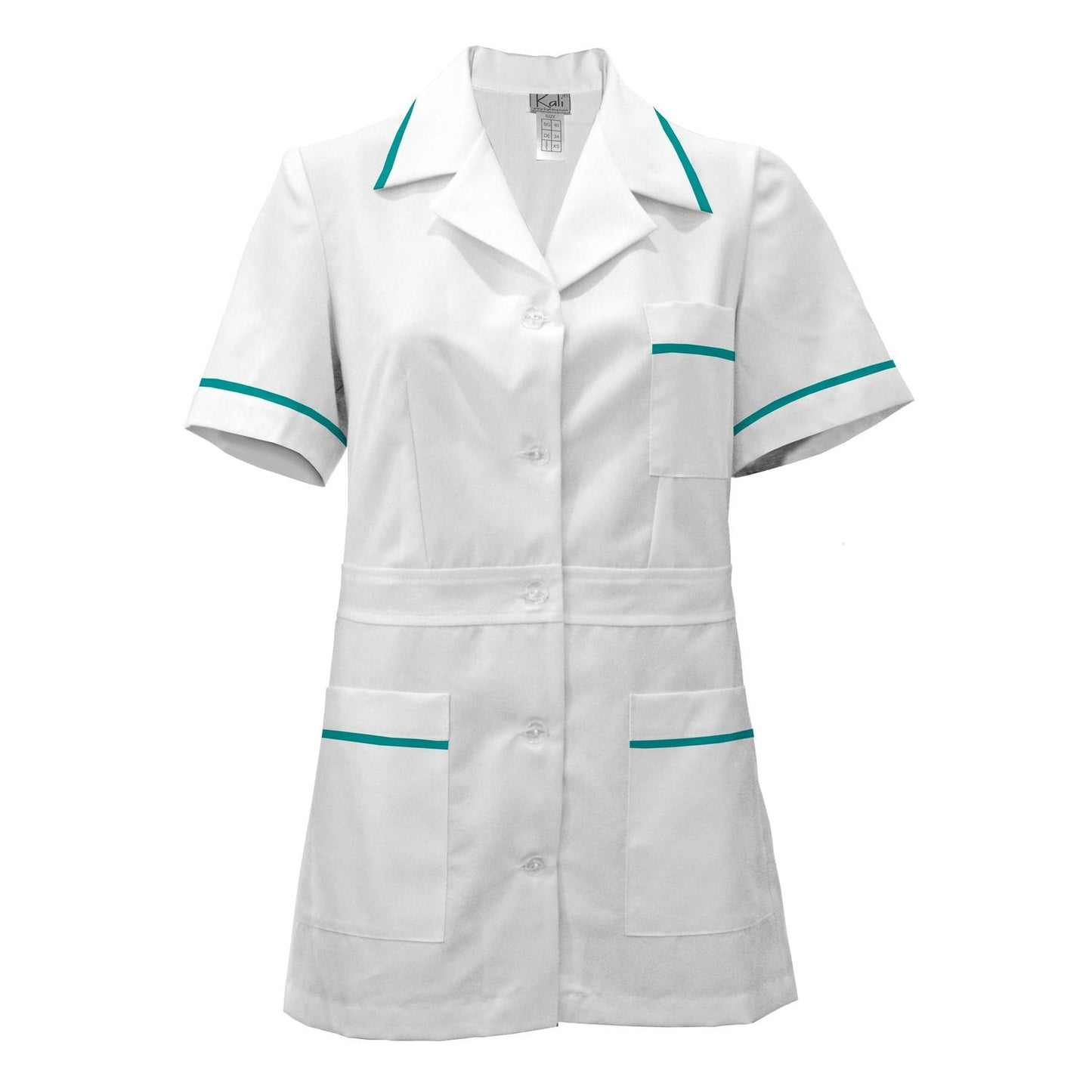 ORDER of women's white tunic with trim - color sea green, model F230-1