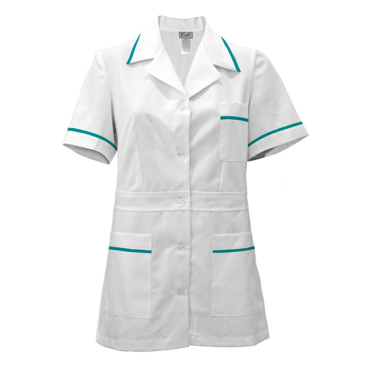 ORDER of women's white tunic with trim - color sea green, model F230-1