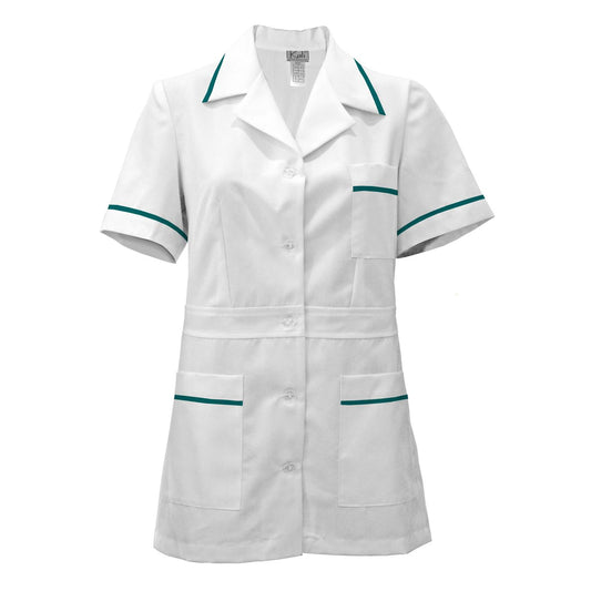 Women's white tunic with trim - color dark sea green, model F230-1