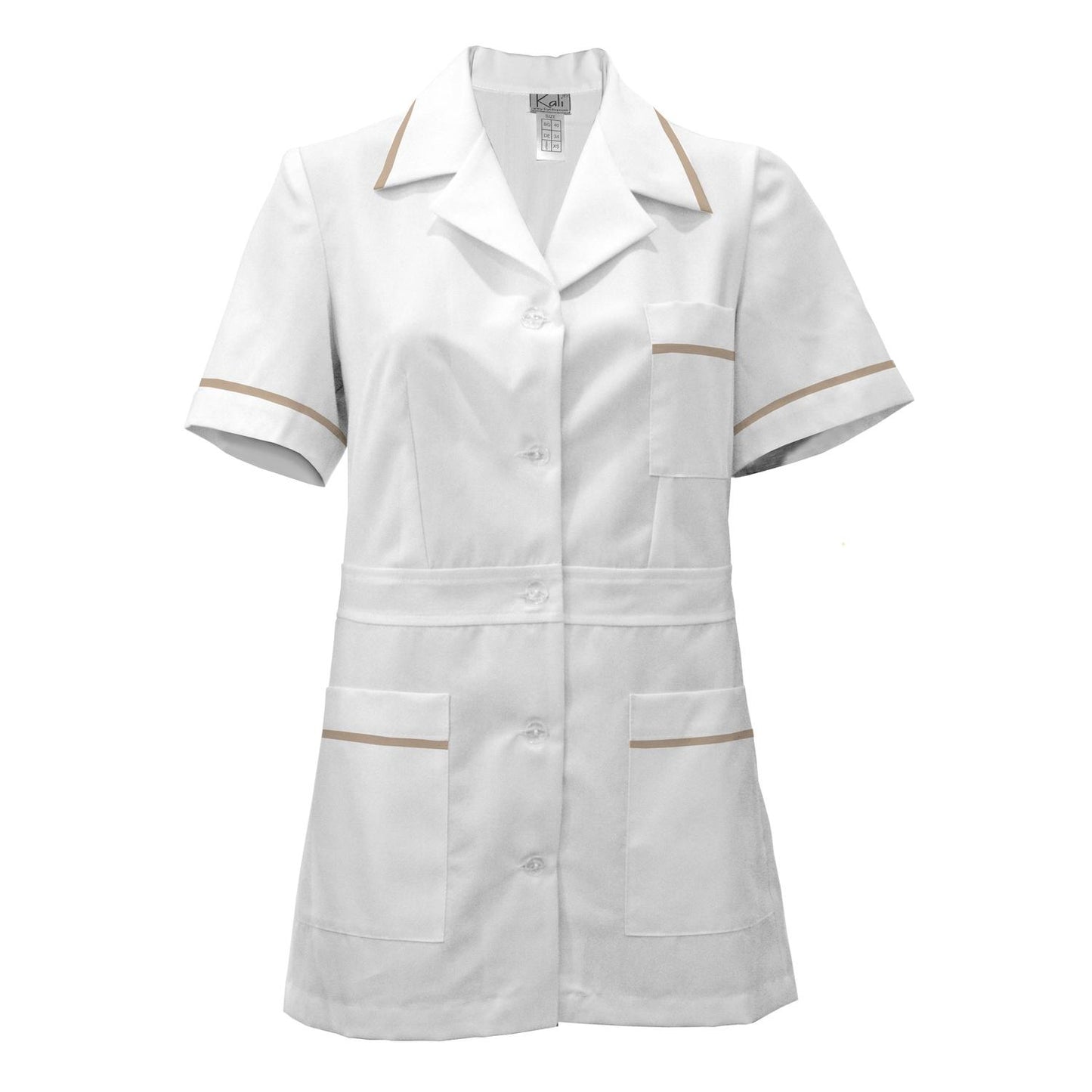 Women's white tunic with trim - beige color, model F230-1