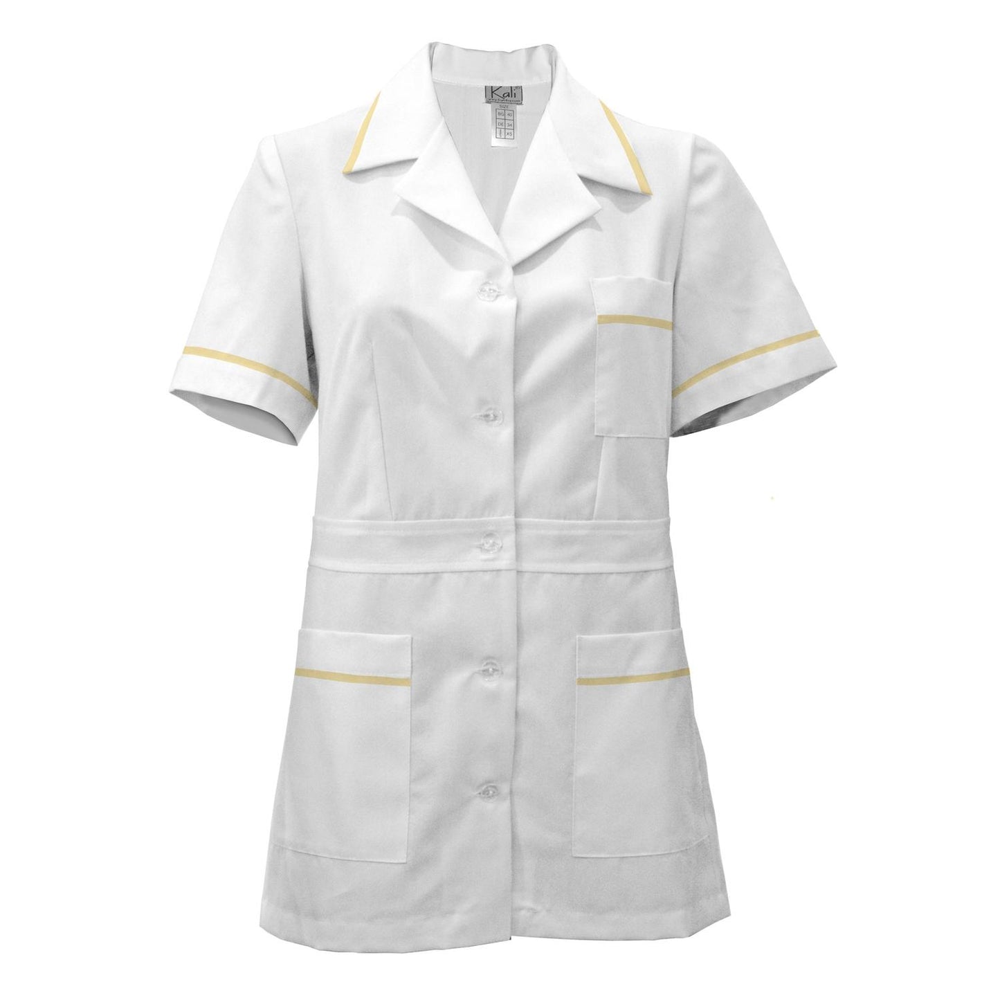 Women's white tunic with trim - lemon color, model F230-1