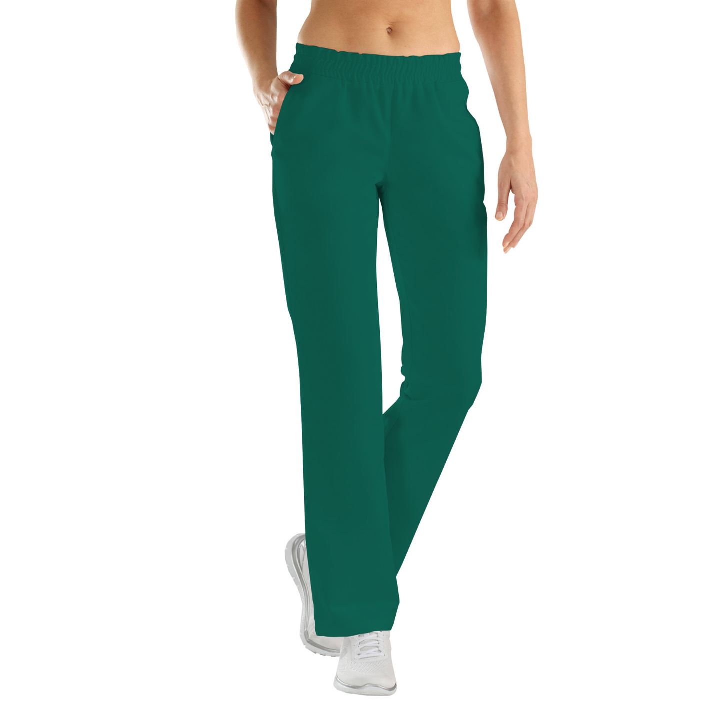 Women's trousers with two side pockets - color dark sea green, model FP406
