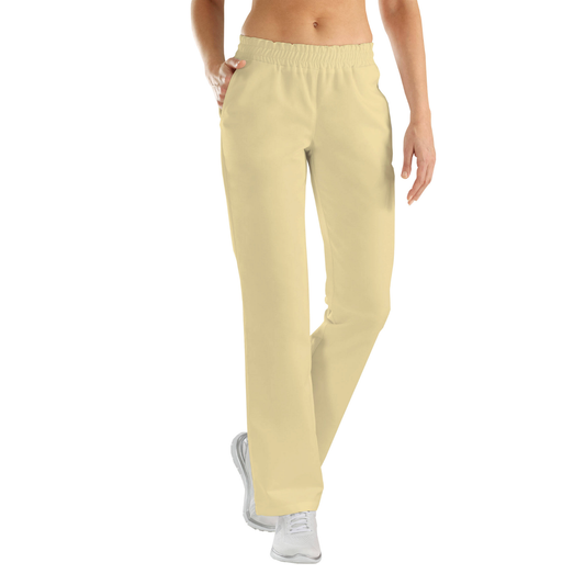 Women's trousers with two side pockets - lemon color, model FP406