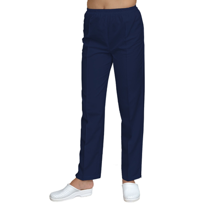 Women's straight trousers - color navy blue, model FP