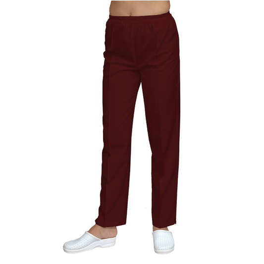Women's straight trousers - wine color, model FP
