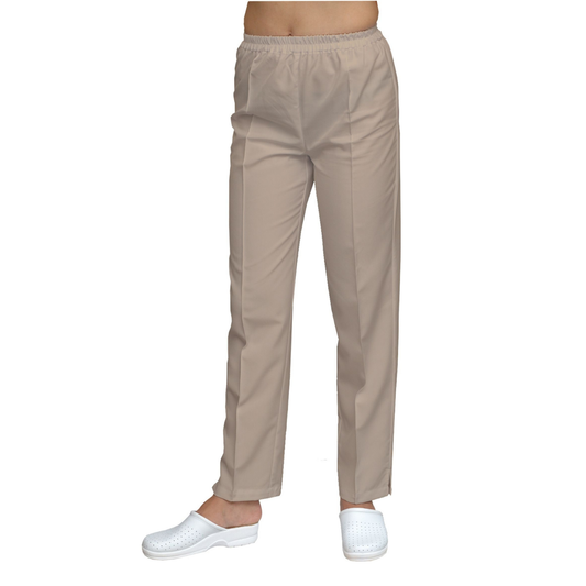 Women's straight trousers - beige color, model FP
