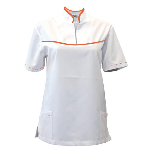 ORDER of women's white tunic with trim - orange, model FS215-3