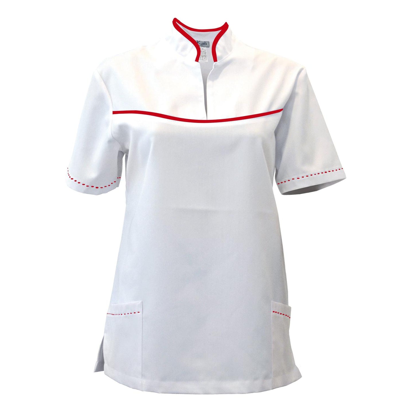 ORDER of women's white tunic with trim - red, model FS215-3