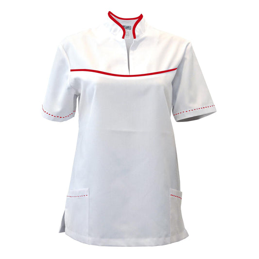 ORDER of women's white tunic with trim - red, model FS215-3