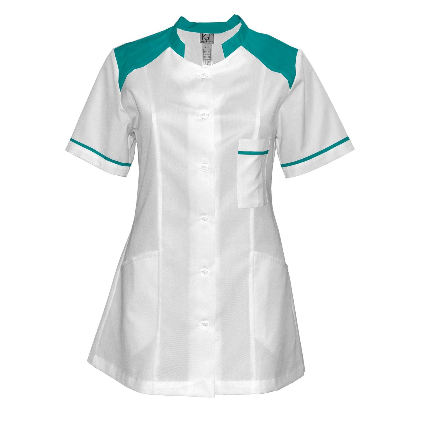 Order a women's white tunic with trim - sea green 