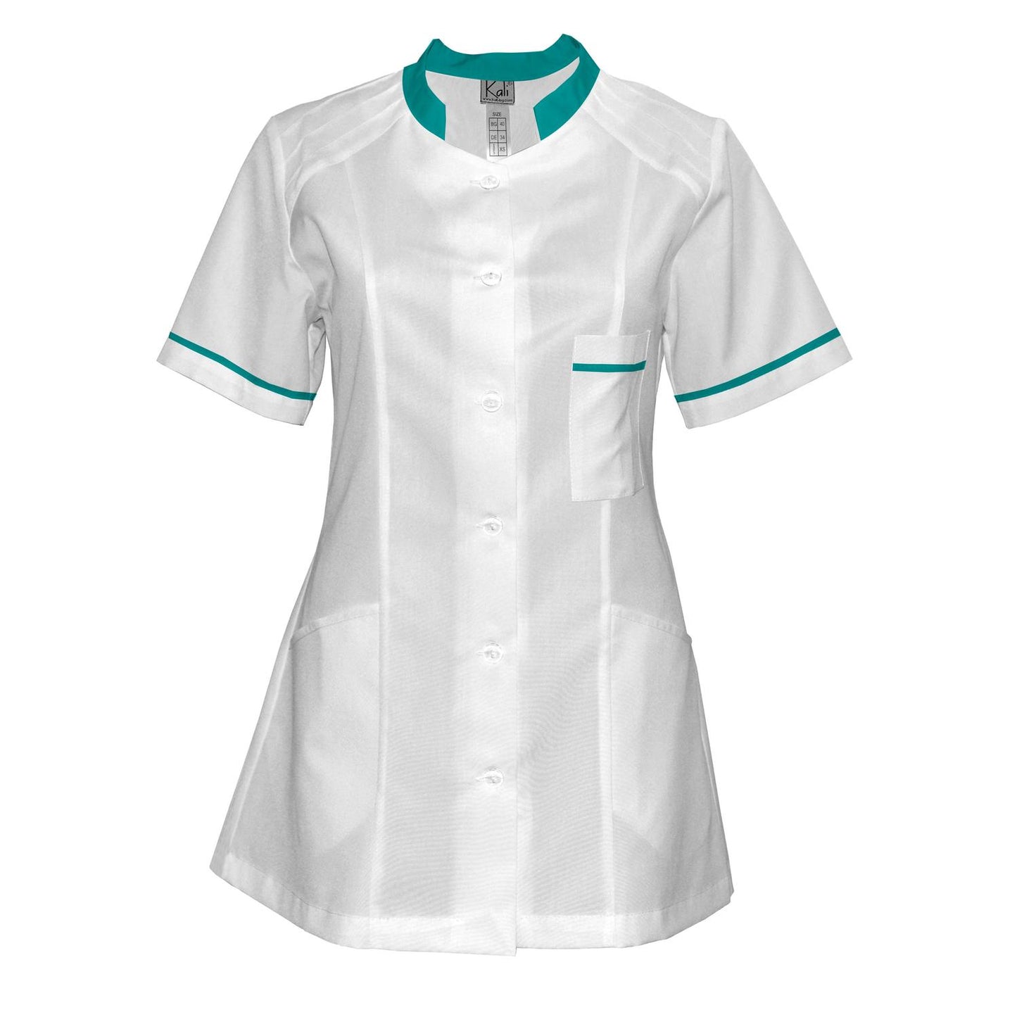 Order a women's white tunic with trim - sea green 