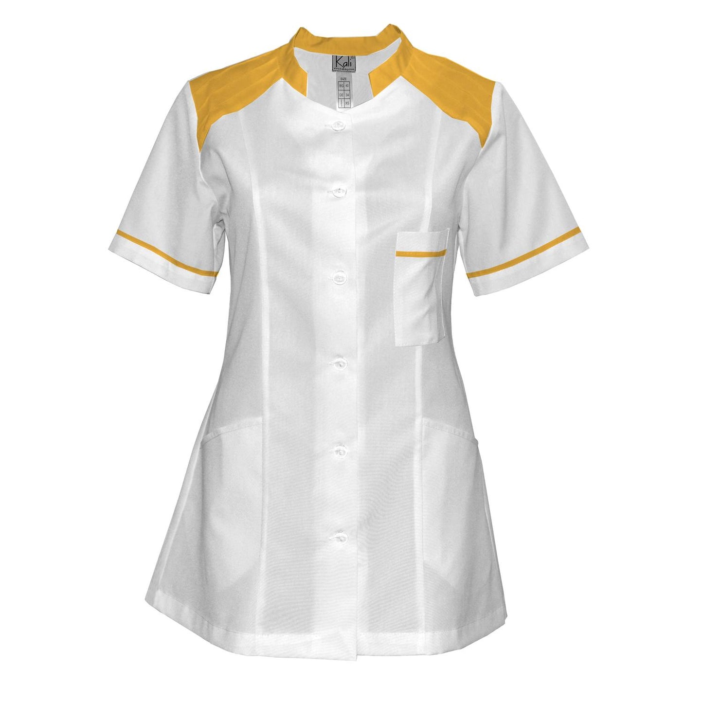 Women's white tunic with trim - Yellow 