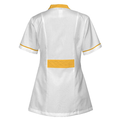 Women's white tunic with trim - Yellow 