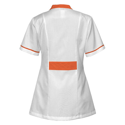 Order a women's white tunic with trim - Orange 