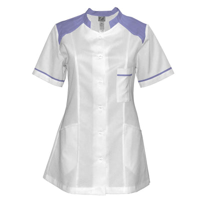 Order a women's white tunic with trim - Purple 