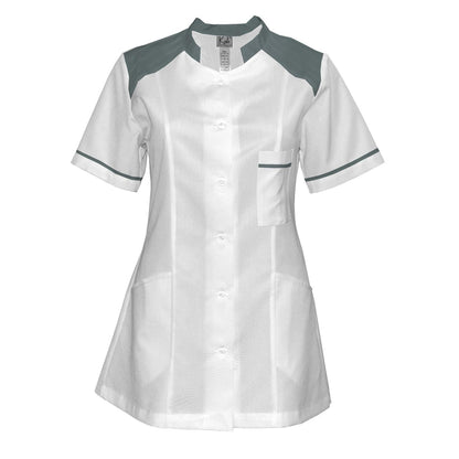 Order a women's white tunic with trim - Light gray 