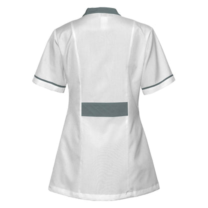 Order a women's white tunic with trim - Light gray 