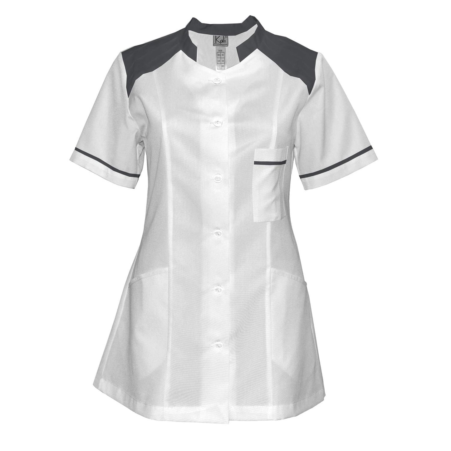 Order a women's white tunic with trim - dark gray 