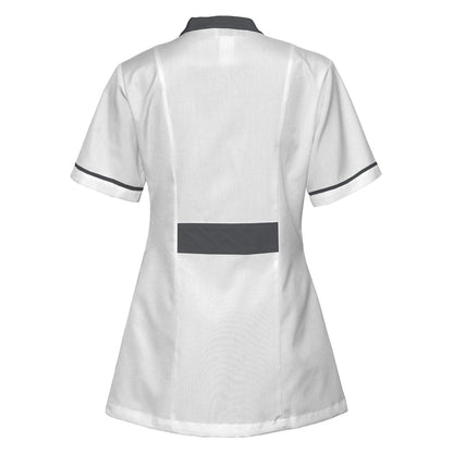 Order a women's white tunic with trim - dark gray 