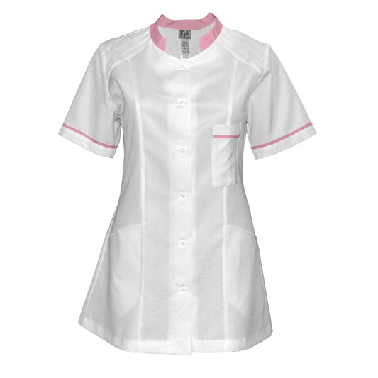 Women's white tunic with trim - Pink 