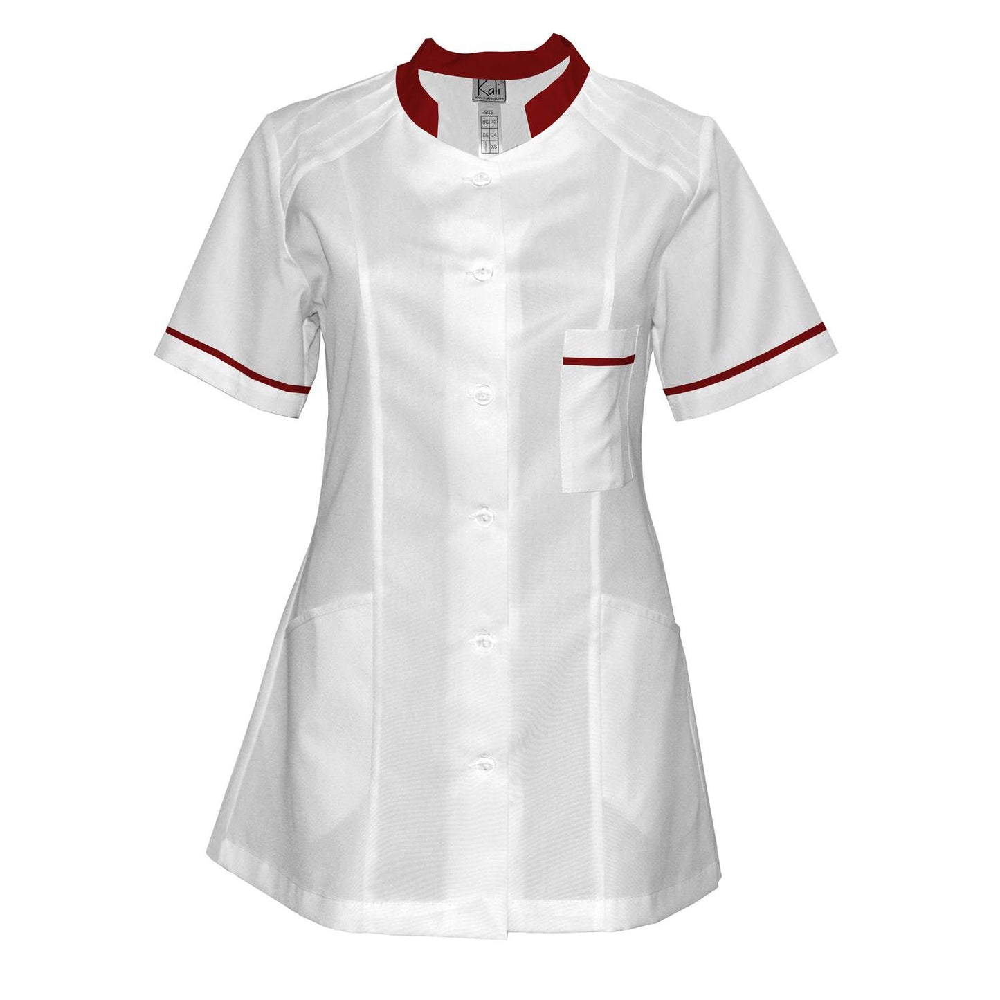 Order a women's white tunic with trimmings - Wine 