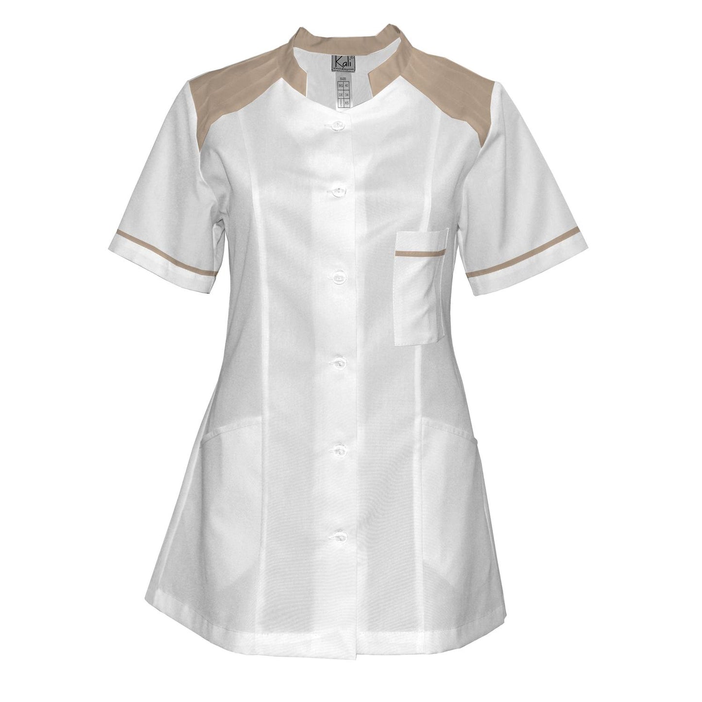Women's white tunic with trim - Beige 