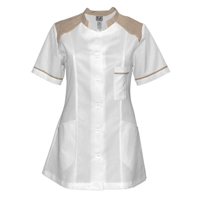 Order a women's white tunic with trim - Beige 