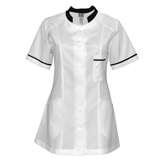 Order a women's white tunic with trim - Black 