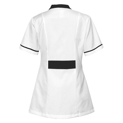 Women's white tunic with trim - Black 