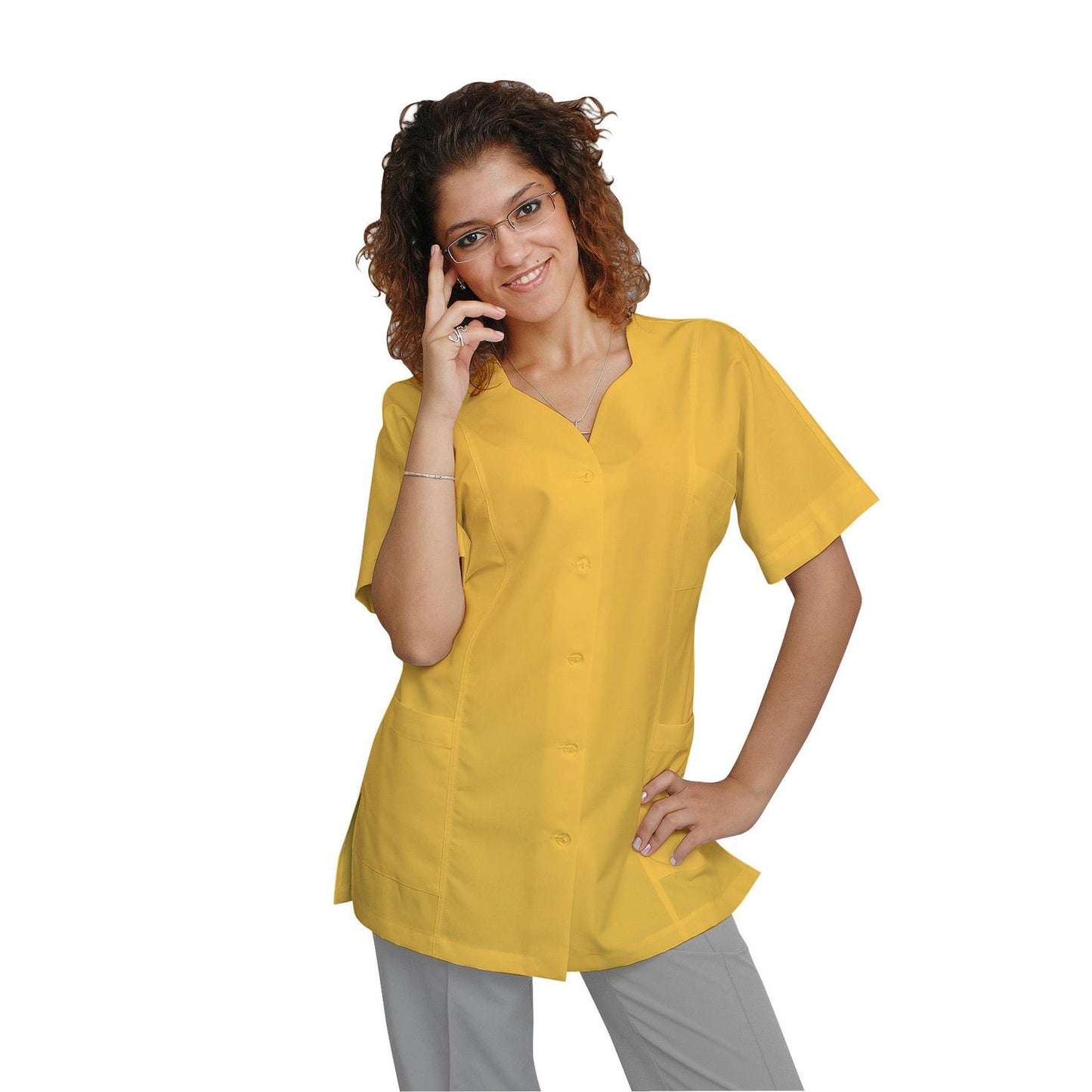 ORDER of a women's tunic - color yellow with trim of the customer's choice, model FTSoft
