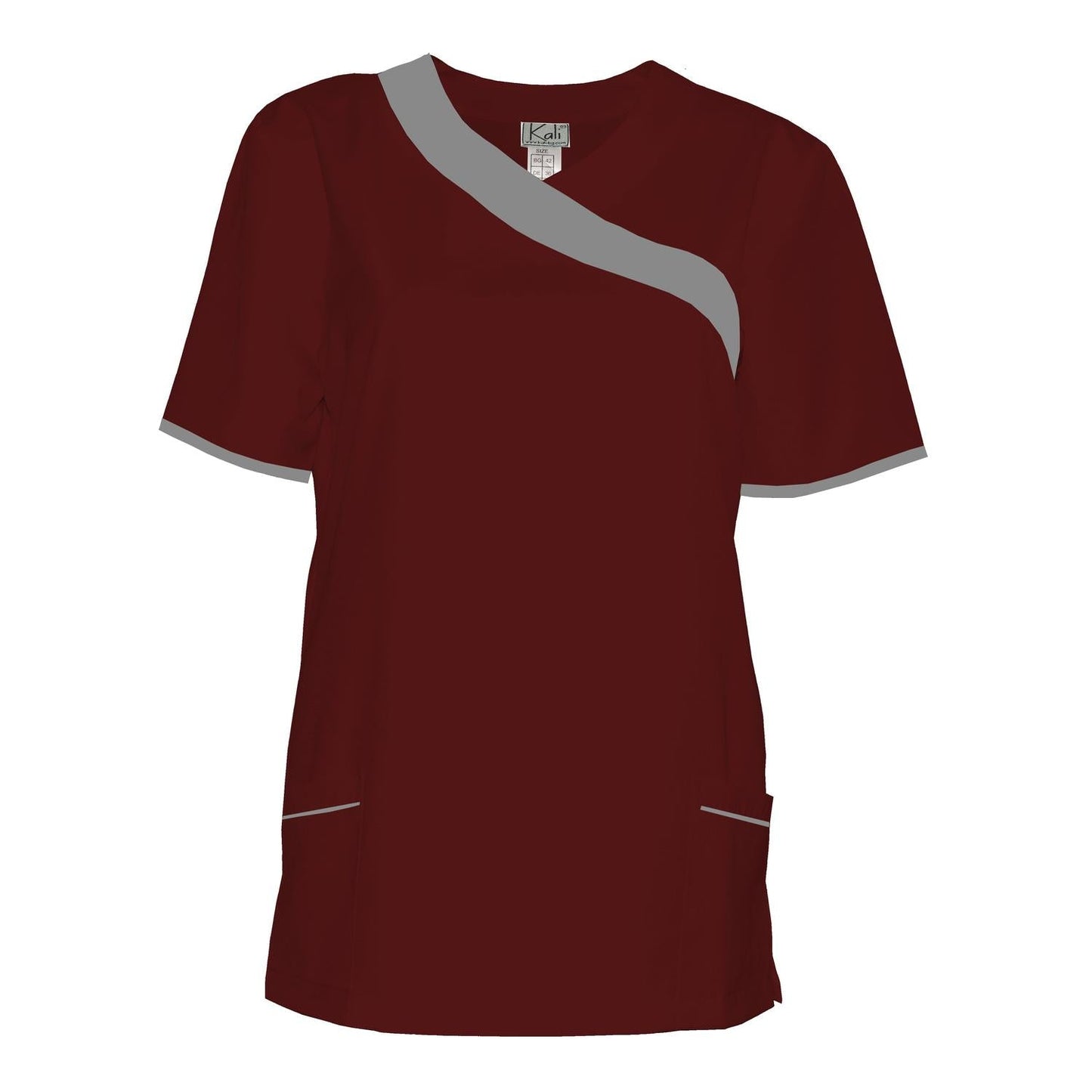 Women's tunic - burgundy color with light gray trim, model FVDL